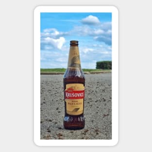 Refreshing Summer Beer with Blue Sky in the Background Sticker